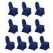 10 Pack Navy Blue Spandex Fitted Banquet Chair Covers, Reusable Stretched Slip On Chair Covers