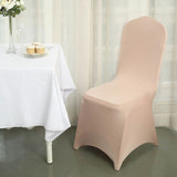 10 Pack Nude Spandex Fitted Banquet Chair Covers, Reusable Stretched Slip On Chair Covers