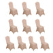 10 Pack Nude Spandex Fitted Banquet Chair Covers, Reusable Stretched Slip On Chair Covers