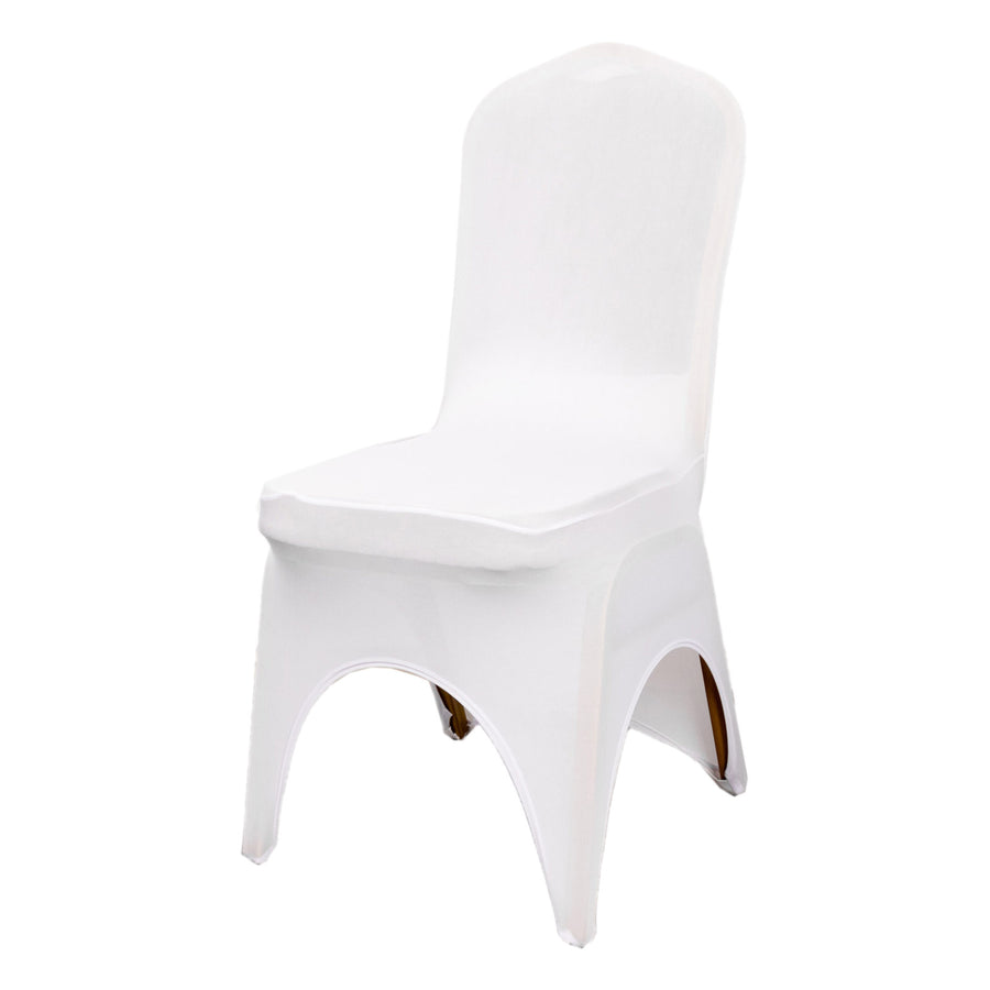 3-Way Open Arch White Stretch Spandex Wedding Chair Cover, Fitted Banquet Chair Cover 160GSM#whtbkgd