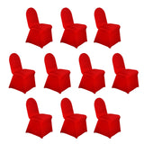 10 Pack Red Spandex Fitted Banquet Chair Covers, Reusable Stretched Slip On Chair Covers