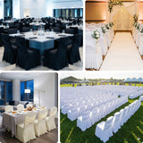 Event seating setup with elegant table arrangements and chair covers.