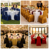 Black Ruffle Pleated Skirt Banquet Spandex Chair Slipcover, 1-Piece Stretch Fitted Chair Cover
