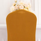 Gold Ruffle Pleated Skirt Banquet Spandex Chair Slipcover, 1-Piece Stretch Fitted Chair Cover