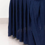 Navy Blue Ruffle Pleated Skirt Banquet Spandex Chair Slipcover, 1-Piece Stretch Fitted Chair Cover