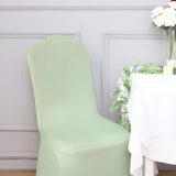 10 Pack Sage Green Spandex Fitted Banquet Chair Covers, Reusable Stretched Slip On Chair Covers