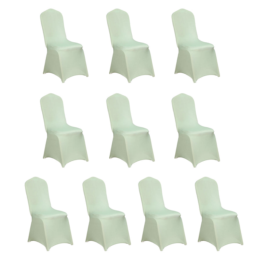 10 Pack Sage Green Spandex Fitted Banquet Chair Covers, Reusable Stretched Slip On Chair Covers