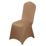 10 Pack Taupe Spandex Fitted Banquet Chair Covers, Reusable Stretched Slip On Chair Covers