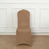 10 Pack Taupe Spandex Fitted Banquet Chair Covers, Reusable Stretched Slip On Chair Covers