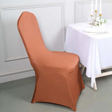 10 Pack Terracotta (Rust) Spandex Fitted Banquet Chair Covers