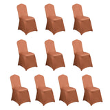 10 Pack Terracotta (Rust) Spandex Fitted Banquet Chair Covers