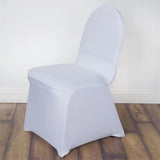 10 Pack White Spandex Fitted Banquet Chair Covers, Reusable Stretched Slip On Chair Covers