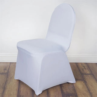 Sleek White Spandex Fitted Banquet Chair Covers