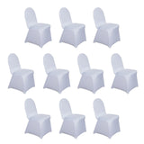 10 Pack White Spandex Fitted Banquet Chair Covers, Reusable Stretched Slip On Chair Covers#whtbkgd