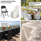Glossy satin folding chair slipcovers for events, easy to install and remove.