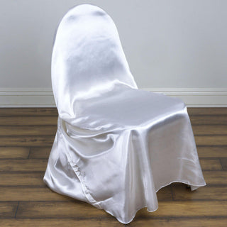 Versatile and Stylish White Universal Satin Chair Covers