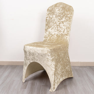 Elevate Your Event Decor with Beige Crushed Velvet Chair Covers