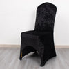 Black Crushed Velvet Spandex Stretch Wedding Chair Cover With Foot Pockets - 190 GSM