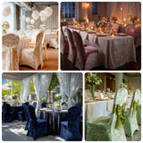 Beige Crushed Velvet Spandex Stretch Wedding Chair Cover With Foot Pockets - 190 GSM