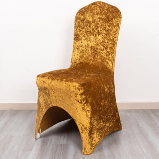 Elevate Your Event with the Luxurious Gold Crushed Velvet Chair Cover
