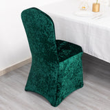 Hunter Emerald Green Crushed Velvet Spandex Stretch Wedding Chair Cover With Foot Pockets - 190GSM