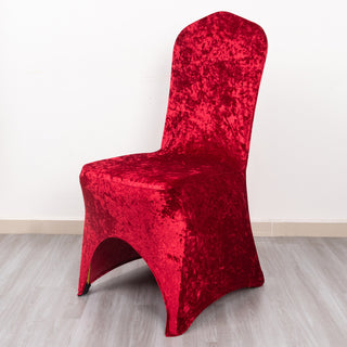 Red Crushed Velvet Spandex Stretch Wedding Chair Cover