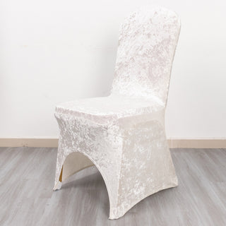 Elevate Your Event with the White Crushed Velvet Spandex Stretch Wedding Chair Cover