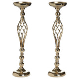2 Pack 26inch Gold Reversible Pillar Candle Holder Set Flower Ball Pedestal Stand#whtbkgd_99