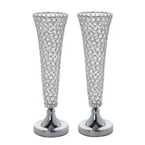 2 Pack | 22inch Tall Silver Crystal Beaded Metal Trumpet Vase Centerpieces#whtbkgd_99