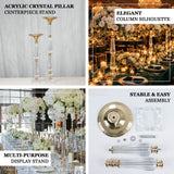 Acrylic crystal pillar centerpieces for elegant events and easy assembly.