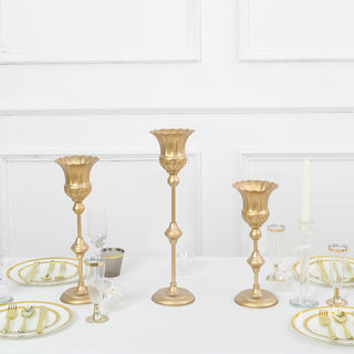 Add Elegance to Your Space with Metallic Gold Vintage Style Flute Table Vases