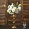Set of 3 | Metallic Gold Vintage Style Flute Table Vases, Trumpet Flower Centerpiece Stands