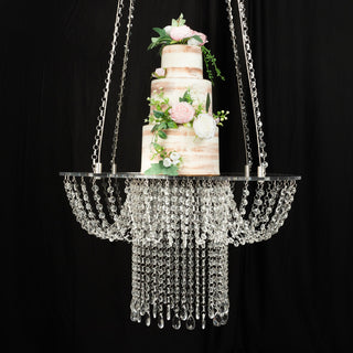 <strong>Exquisite Acrylic Hanging Crystal Chandelier Cake Stand</strong>