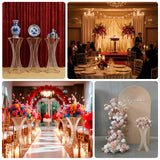 32inch Crystal Pendant Flower Stand with Gold Metal Frame – Hourglass Column Vase Holder