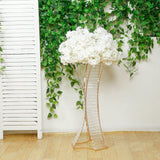 32inch Crystal Pendant Flower Stand with Gold Metal Frame – Hourglass Column Vase Holder