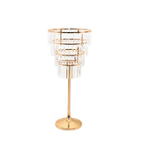 38inch Crystal Pendant 4-Tier Table Centerpiece Chandelier Gold Metal Vase Stand Round Frame#whtbkgd_99