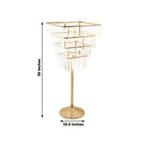 38inch Crystal Pendant 4-Tier Table Centerpiece Chandelier – Gold Metal Vase Stand Square Frame