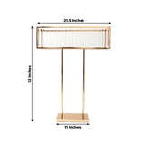 Gold Crystal Pendant Flower Stand, Metal Centerpiece Vase – 32inch Tall Rectangular Display Rack