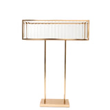 Gold Crystal Pendant Flower Stand, Metal Centerpiece Vase – 32inch Tall Rectangular Display#whtbkgd_99