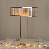 Gold Crystal Pendant Flower Stand, Metal Centerpiece Vase – 32inch Tall Rectangular Display Rack