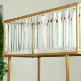 Gold Crystal Pendant Flower Stand, Metal Centerpiece Vase – 48" Tall Rectangular Display Rack