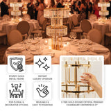 3-Tier gold round crystal pendant chandelier centerpiece for elegant events