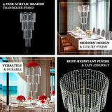 4ft Tall Event Centerpiece in Acrylic Clear Beaded Chandelier for Elegant Wedding