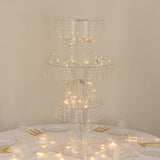 5-Tier Clear Acrylic Chandelier Flower Stand with Hanging Crystals – 39inch Tall Table Centerpiece