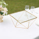 12inch Gold Metal Geometric Cake Stand Display Centerpiece Pedestal Riser with Square Glass Top