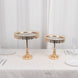 Set of 2 Gold Crystal Beaded Metal Cupcake Dessert Display Stands With Mirror Top