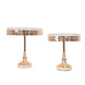 Set of 2 Gold Crystal Beaded Metal Cupcake Dessert Display Stands With Mirror Top#whtbkgd