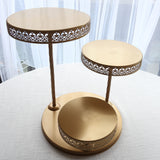 3-Tier Gold Metal Cake Stand with Hollow Lace Design, Cupcake Tower Dessert Display Stand