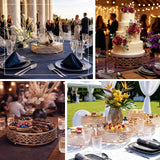 Elegant event tablescapes featuring floral arrangements and gourmet desserts.