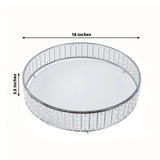 18inch Round Silver Cake Stand with Hanging Crystal Beads and Glass Top